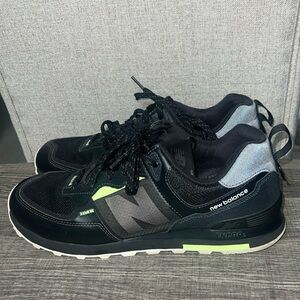 Men’s Size 12 New Balance 574 Black Lime Glow